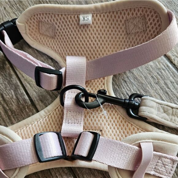 Cocopup Luxe Velvet Adjustable Neck Harness and Leash Set - Champagne Size XS - Picture 5 of 11